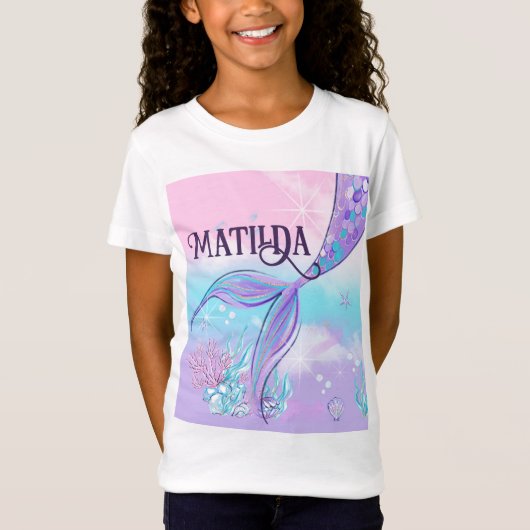 Personalisiert Mermaids Schwanz T - Shirt (Vorderseite)