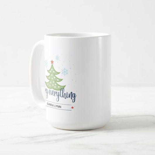 Personalisiert Merry Alles Evergreen Tree Kaffeetasse (Vorderseite Links)