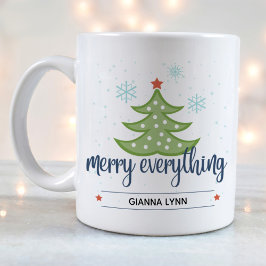 Personalisiert Merry Alles Evergreen Tree Kaffeetasse