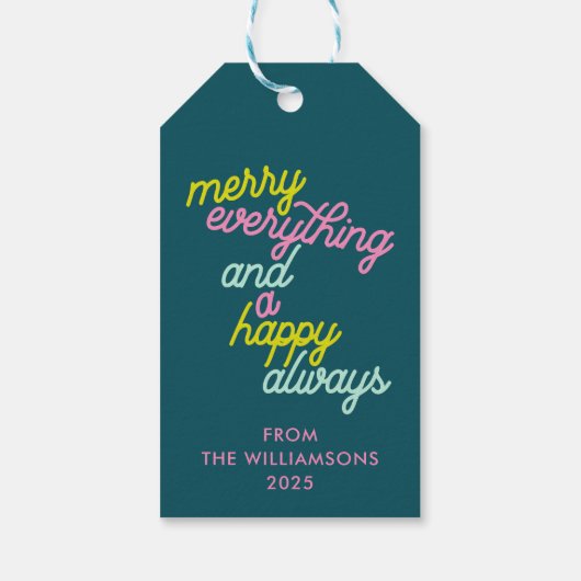 Personalisiert Merry Alles Feiertage Weihnachten Geschenkanhänger (Rückseite)