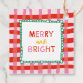 Personalisiert Merry and Bright Red Checkered Geschenkanhänger (Rückseite)