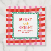 Personalisiert Merry and Bright Red Checkered Geschenkanhänger (Rückseite)