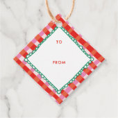 Personalisiert Merry and Bright Red Checkered Geschenkanhänger (Vorderseite)