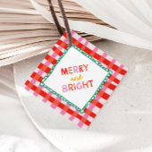 Personalisiert Merry and Bright Red Checkered Geschenkanhänger