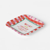 Personalisiert Merry and Bright Red Checkered Pappteller (Gewinkelt)