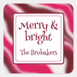 Personalisiert Merry & Bright Fun Rote Weihnachten Quadratischer Aufkleber
