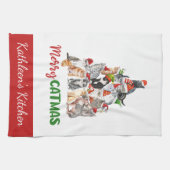 Personalisiert Merry Catmus Funny Cat Weihnachten Geschirrtuch (Horizontal)