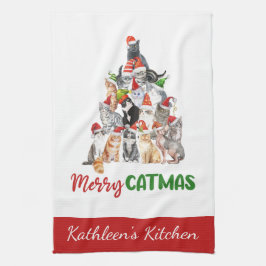 Personalisiert Merry Catmus Funny Cat Weihnachten Geschirrtuch