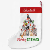 Personalisiert Merry Catmus Funny Cat Weihnachten Kleiner Weihnachtsstrumpf (Rückseite)
