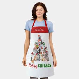 Personalisiert Merry Catmus Funny Cat Weihnachten Schürze