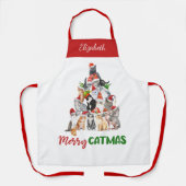 Personalisiert Merry Catmus Funny Cat Weihnachten Schürze (Vorderseite)