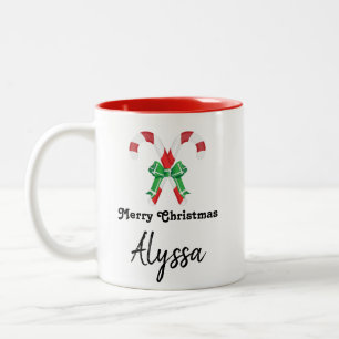 Personalisiert Merry Christmas Candy Cane Zweifarbige Tasse