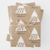 Personalisiert Merry Christmas Kraft Monogram Tree Geschenkpapier Set (Beispiel)
