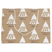 Personalisiert Merry Christmas Kraft Monogram Tree Große Geschenktüte (Vorderseite)