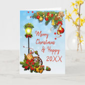 Personalisiert Merry Christmas Street Light Karte (Gelbe Blume)