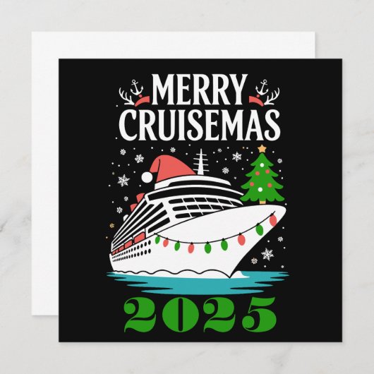 Personalisiert Merry Cruisemas Kreuzfahrtschiff-Fa Einladung (Vorne/Hinten)