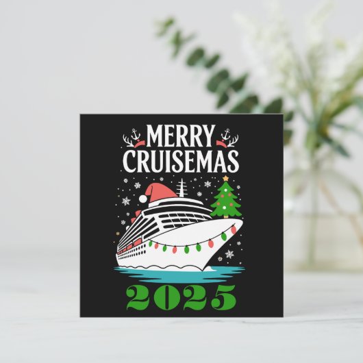 Personalisiert Merry Cruisemas Kreuzfahrtschiff-Fa Einladung (Stehend Vorderseite)