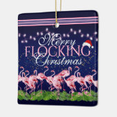 Personalisiert Merry Flocking Christmas Flamingo Keramikornament (Links)