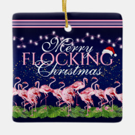 Personalisiert Merry Flocking Christmas Flamingo Keramikornament