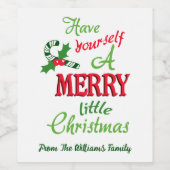 Personalisiert Merry Little Christmas Weinetikett (Einzelnes Label)