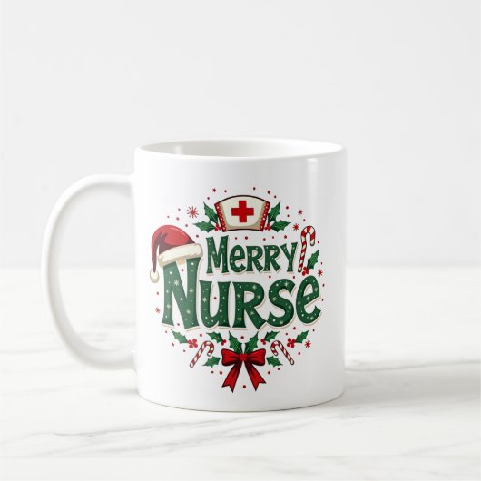 Personalisiert Merry Nurse Tasse - Weihnachtsfeier (Links)