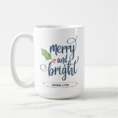 Personalisiert Merry und Bright mit Holly Kaffeetasse (Links)