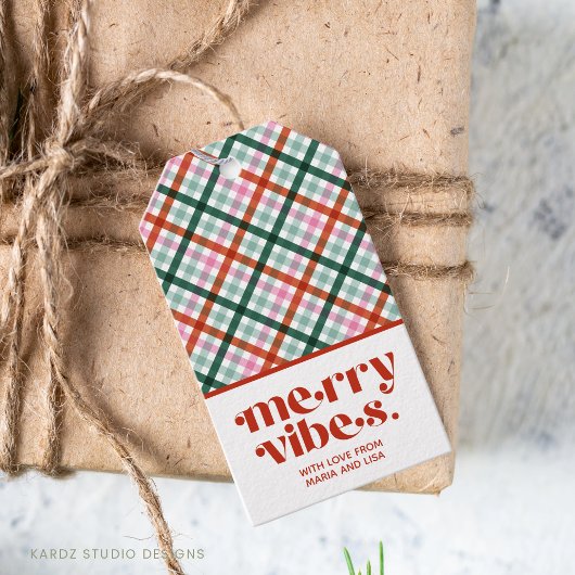 Personalisiert Merry Vibes Weihnachtsgeschenk-Tag Geschenkanhänger