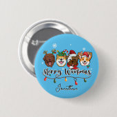 Personalisiert Merry Woofmas Button (Vorne & Hinten)
