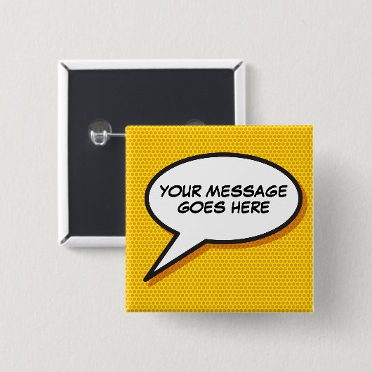 Personalisiert Message Comic Book Speech Buble Button (Vorne & Hinten)