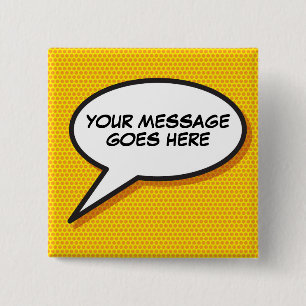 Personalisiert Message Comic Book Speech Buble Button