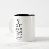 Personalisiert Message Fun Optician Chart Zweifarbige Tasse (Vorderseite Links)