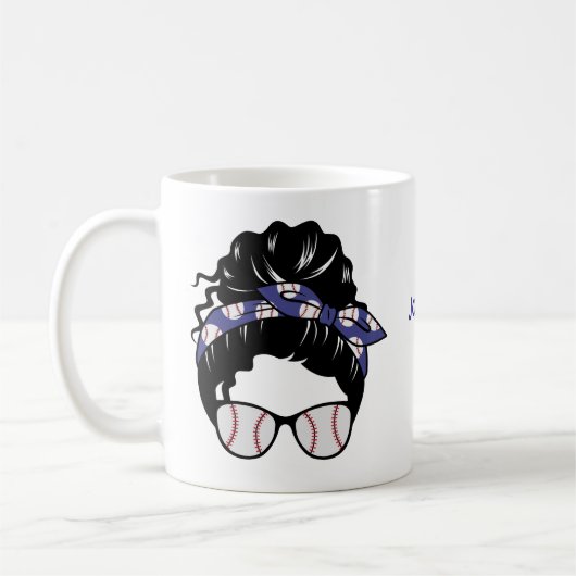 Personalisiert Messy Bun Baseball Mama Kaffeetasse (Links)