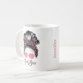 Personalisiert Messy Bun Girl Boss Kaffeemaschine  Kaffeetasse (Vorderseite Links)