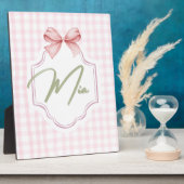 Personalisiert Mia Baby Girl Kinderzimmer Bow & Gi Fotoplatte (Seite)