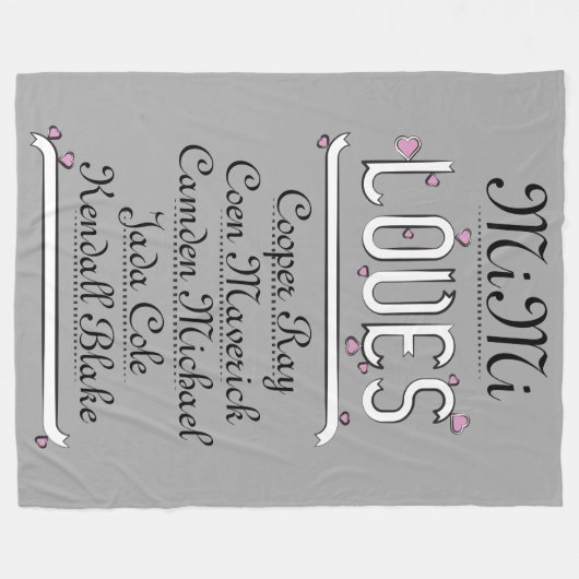 PERSONALISIERT MiMi LIEBEN ihre Enkel Fleecedecke (Vorderseite (Horizontal))