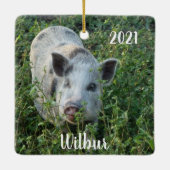 Personalisiert Mini Juliana Pet Pig Keramikornament (Rückseite)