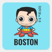 Personalisiert Mini Superman Kids' Labels Quadratischer Aufkleber (Vorderseite)