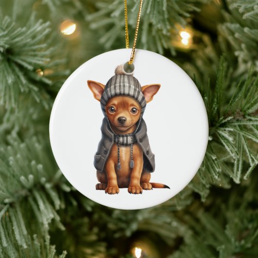 Personalisiert Miniature Pinscher Hund Keramik Ornament (Baum)