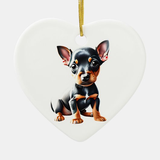 Personalisiert Miniature Pinscher Puppy Keramik Ornament (Vorne)