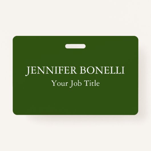 Personalisiert minimalistisches Waldgrün nach Maß Ausweis (Vorderseite)