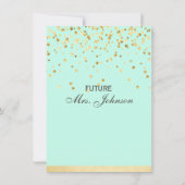 Personalisiert Minze Green Gold Brautparty lädt ei Einladung (Rückseite)