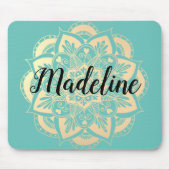 Personalisiert Minze Green und Gold Mandala Blume Mousepad (Vorne)