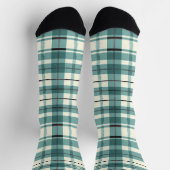 Personalisiert Minze Grün und Creme Tartan Kariert Socken (Oben)