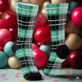 Personalisiert Minze Grün und Schwarzer Tartan Kar Socken