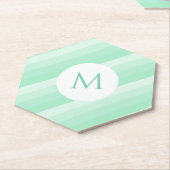 Personalisiert-Minze-Grünstreifen Moderne Monogram Untersetzer (angewinkelt)
