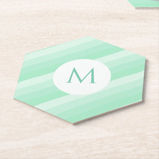 Personalisiert-Minze-Grünstreifen Moderne Monogram Untersetzer (angewinkelt)