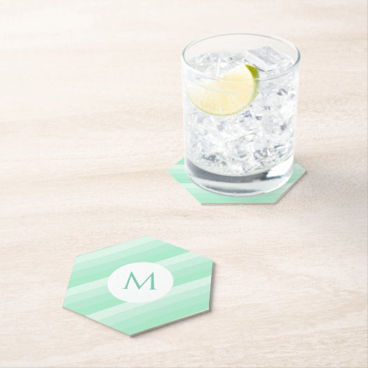 Personalisiert-Minze-Grünstreifen Moderne Monogram Untersetzer (Vor Ort)