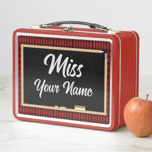 Personalisiert Miss (Herr/Frau) Chalk-Style-Lunchb Metall Brotdose (Beispiel)