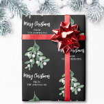 Personalisiert Mistletoe Christmas Geschenkpapier<br><div class="desc">Dieses festliche Weihnachtswackelpapier ist mit Aquarellmassen-Blätter und Beeren dekoriert. Es sagt frohe Weihnachten in stilvoller Schrift Typografie. Einfach anpassbar. Original Wasserfarbe © Michele Davies.</div>