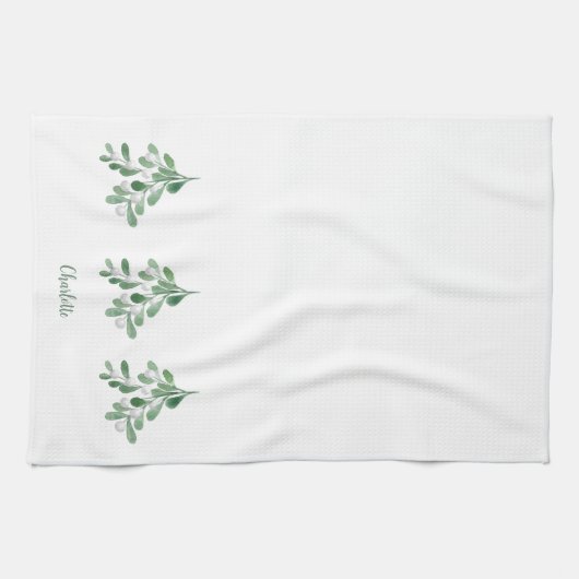 Personalisiert Mistletoe Geschirrtuch (Horizontal)